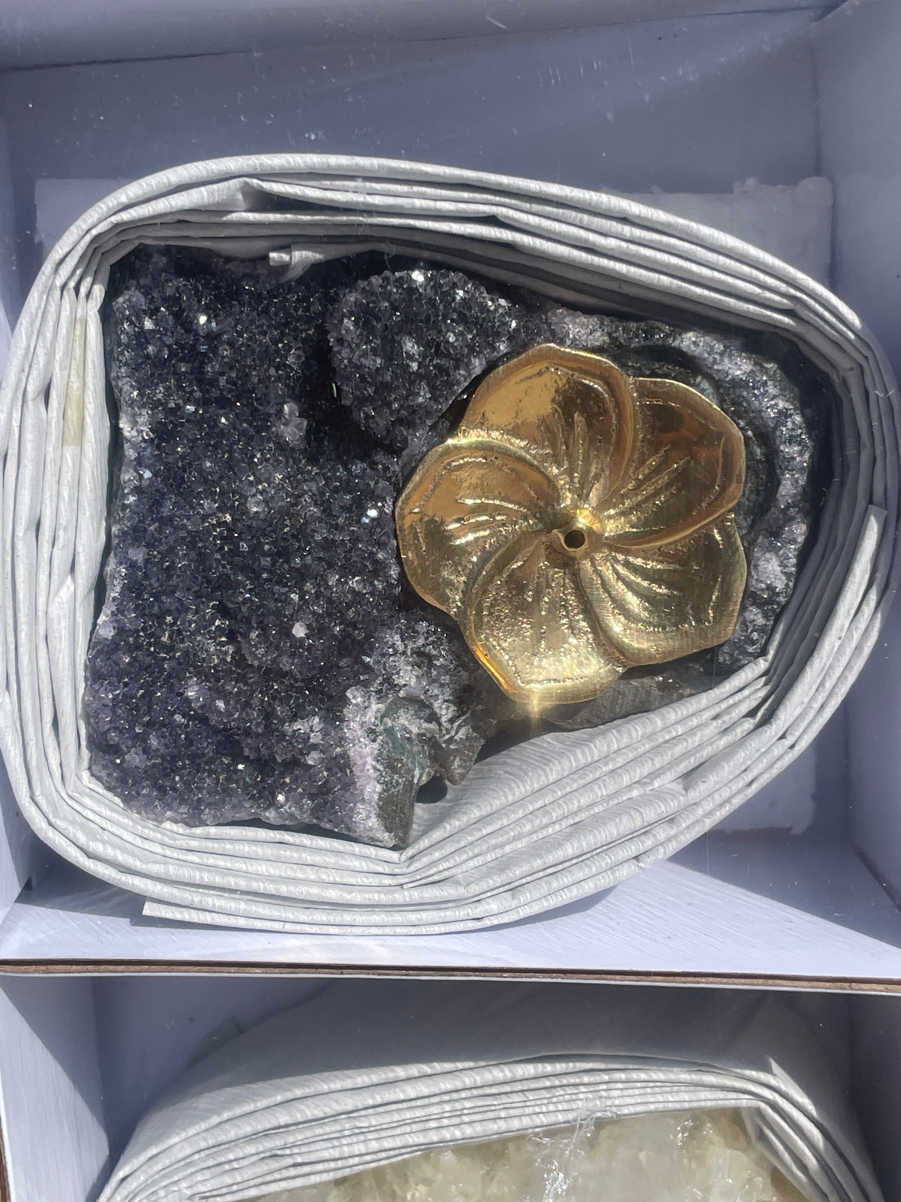 Starborn Mixed Brass Incense Holder with Mixed Stone Base - 12 Pieces