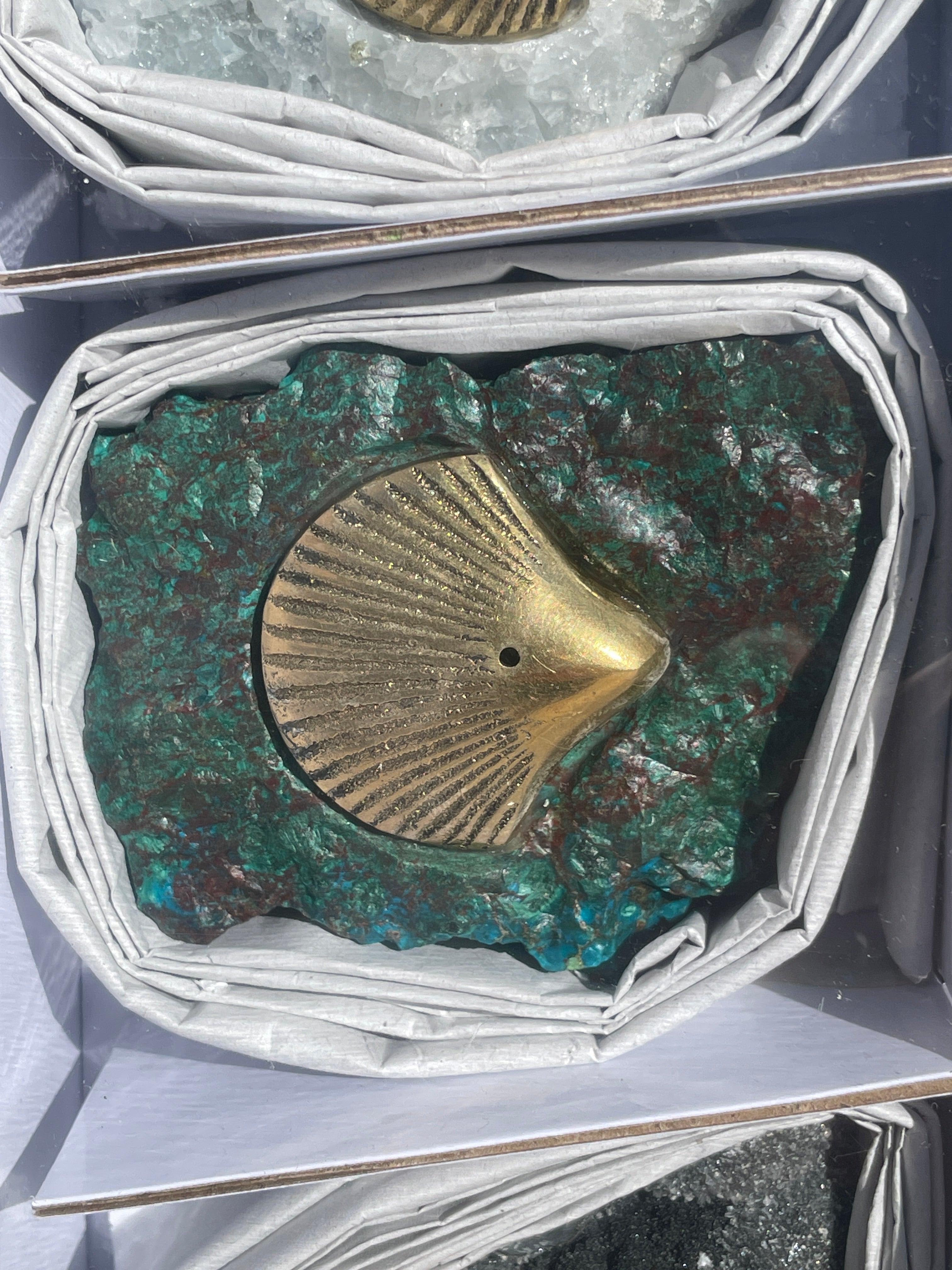 Starborn Mixed Brass Incense Holder with Mixed Stone Base - 12 Pieces