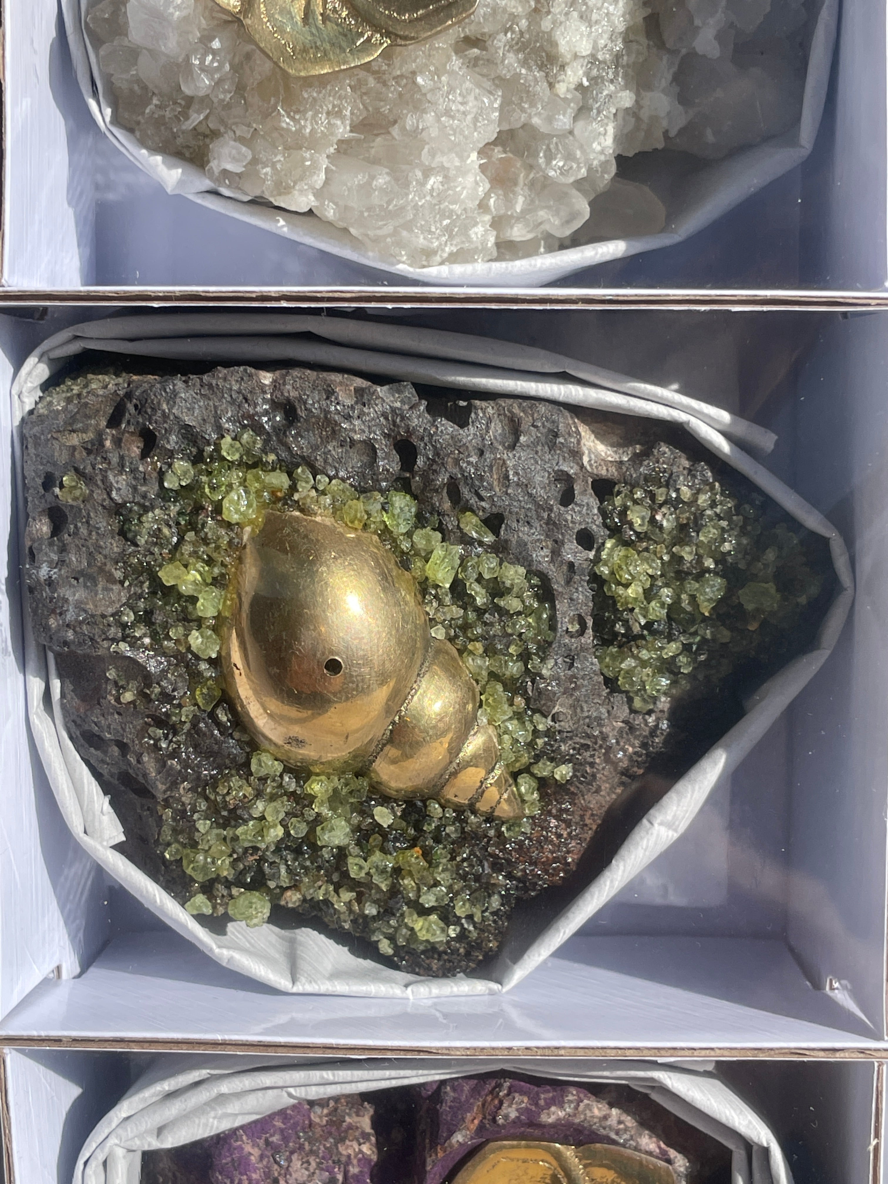 Starborn Mixed Brass Incense Holder with Mixed Stone Base - 12 Pieces