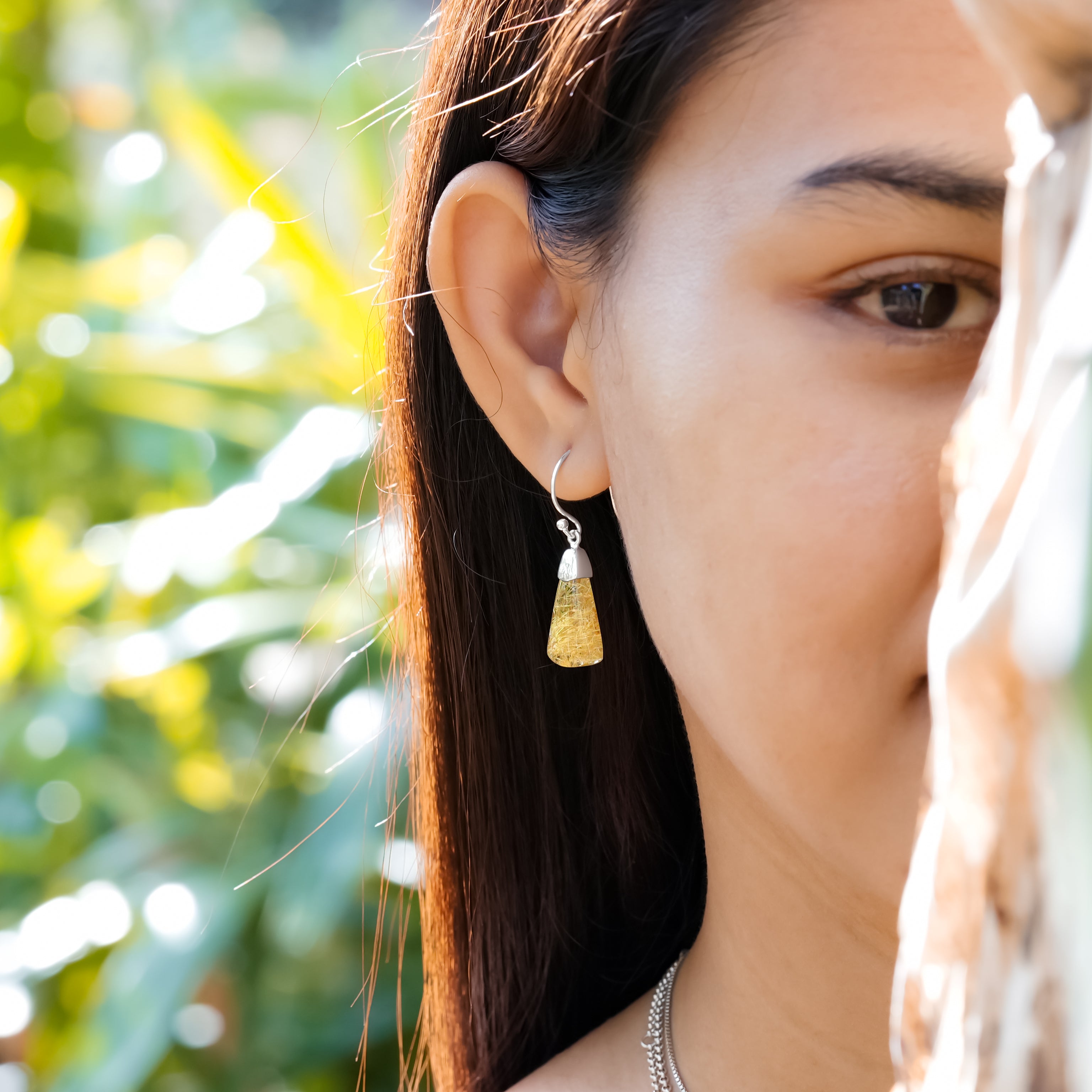 Starborn Rutilated Quartz Dangle Earrings in Sterling Silver