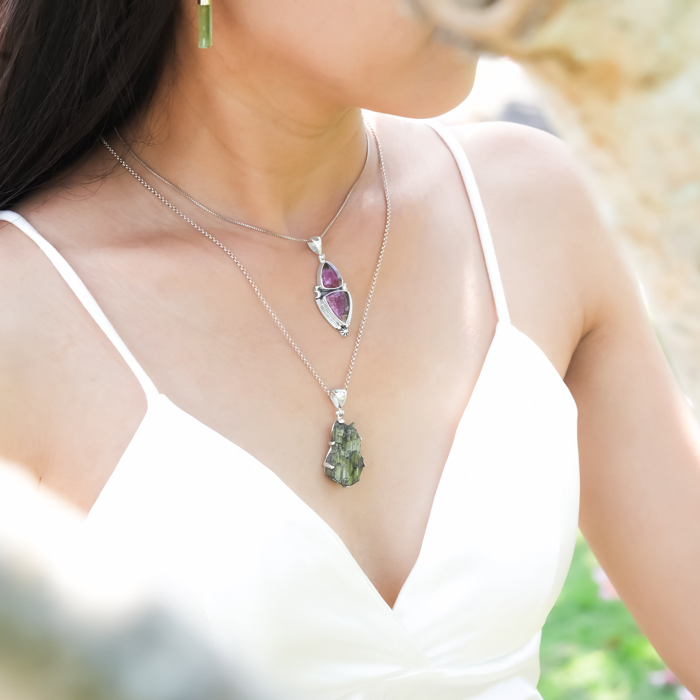 Starborn Natural Tourmaline Crystal Pendant in Sterling Silver