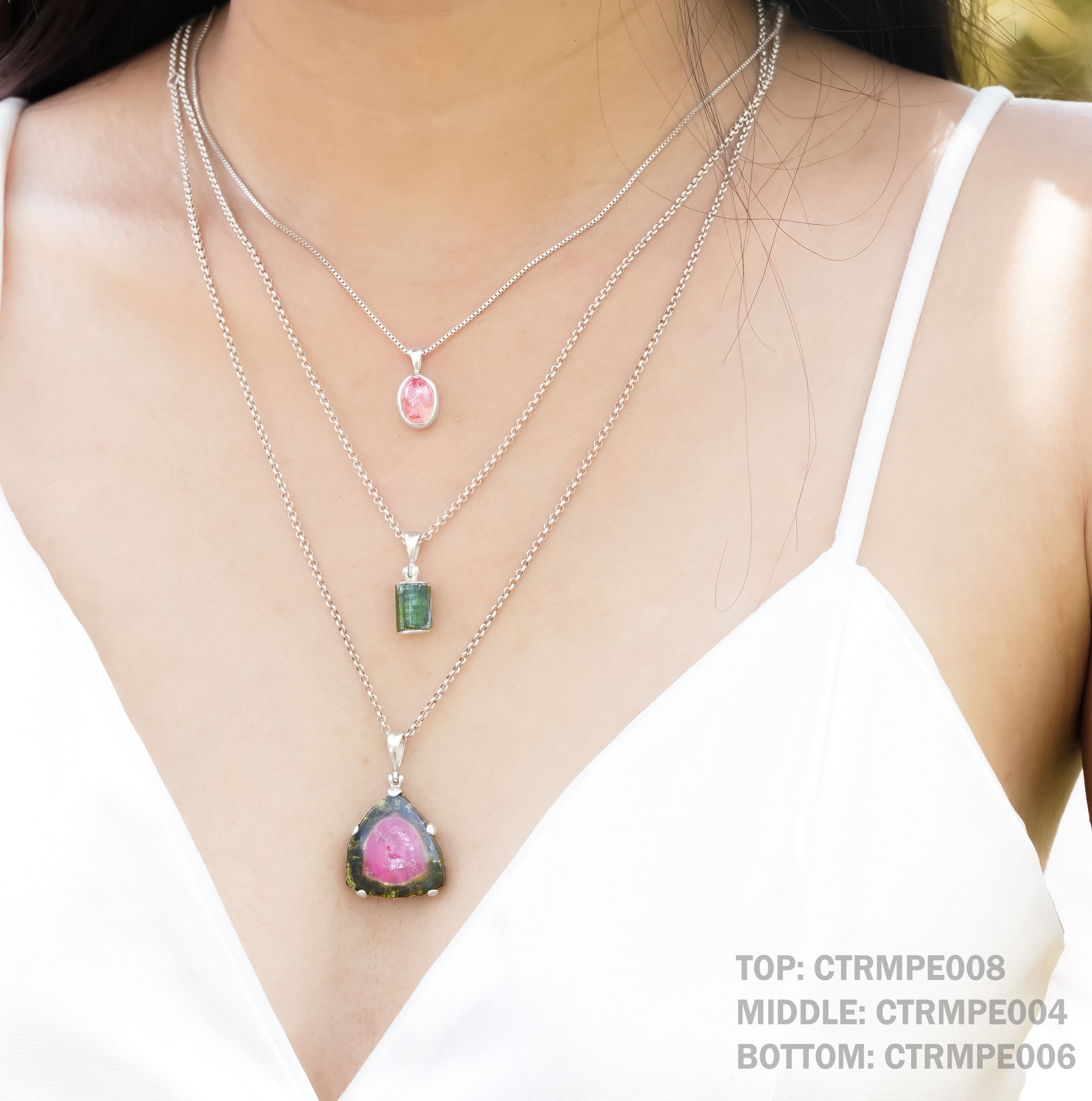 Starborn Tourmaline Crystal Slice Pendant in Sterling Silver