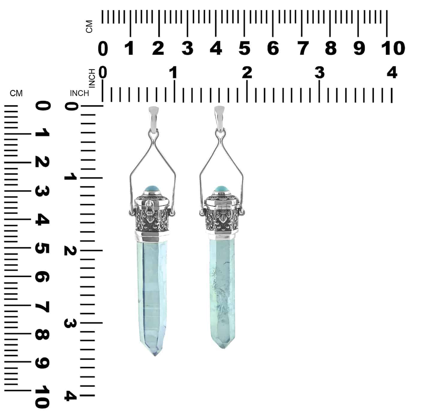 Aqua Aura Quartz Crystal Locket Pendant