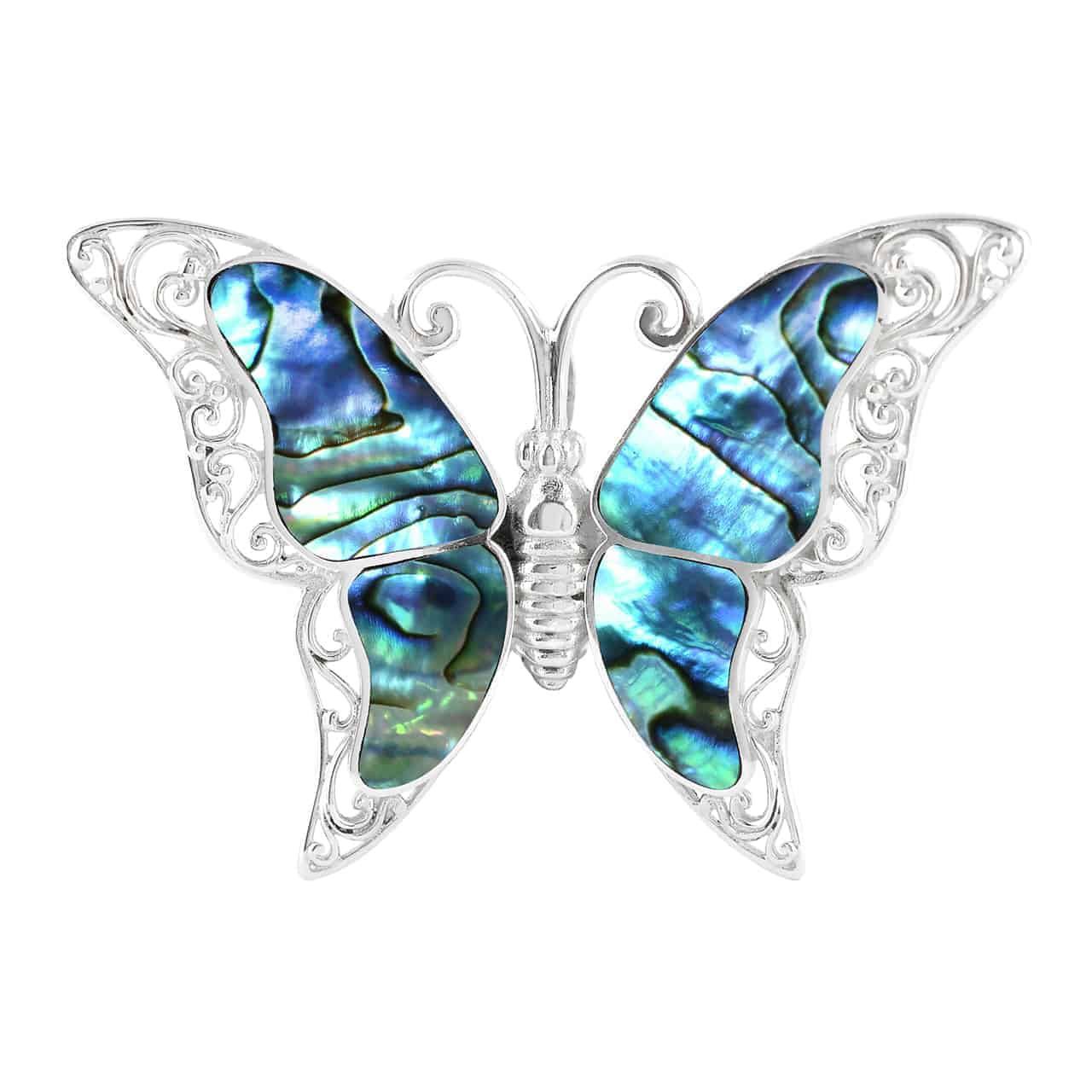 Abalone Shell Inlay Butterfly Enhancer Pendant/Brooch