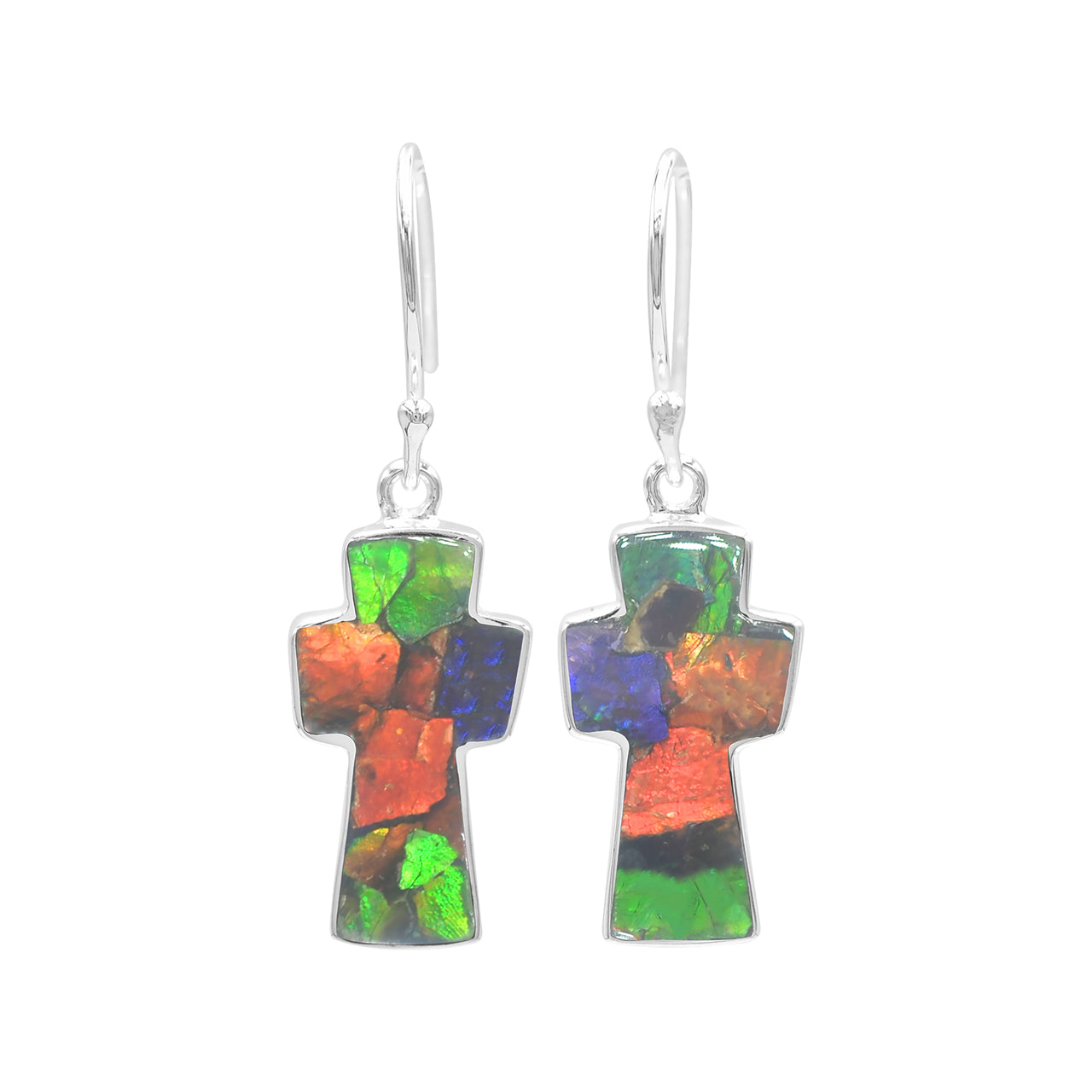 Earrings Ammolite Cross