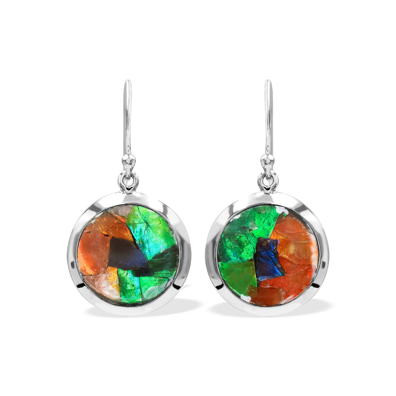 Starborn Round 18mm Ammolite Medallion Style Earring in Sterling Silver - Medium