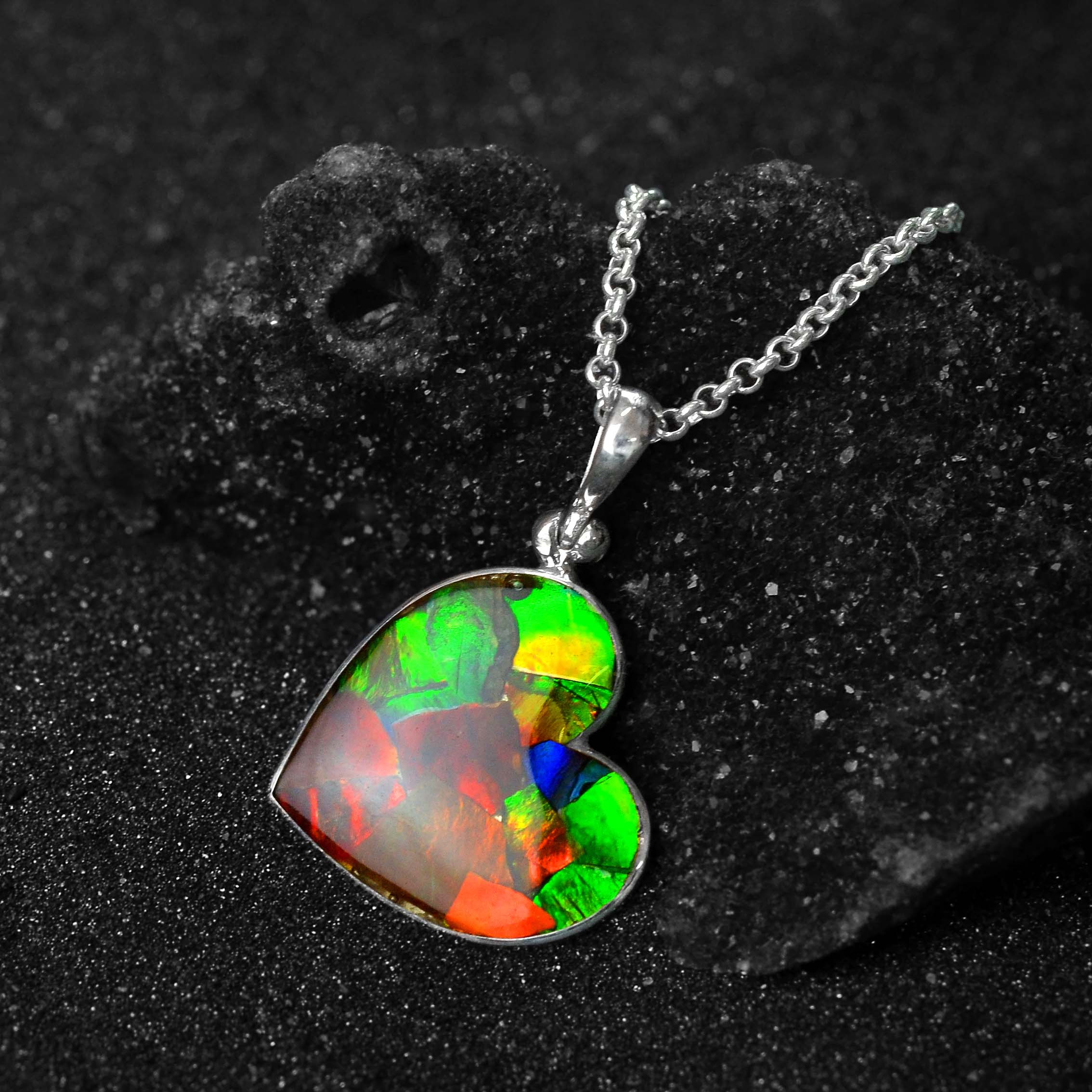 Ammolite Heart Pendant