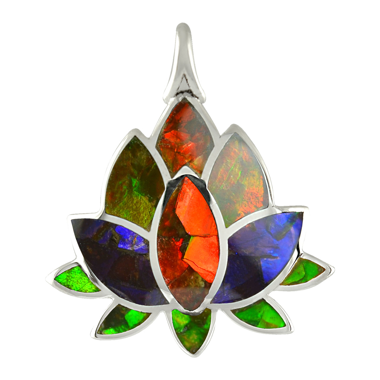 Ammolite Lotus Pendant