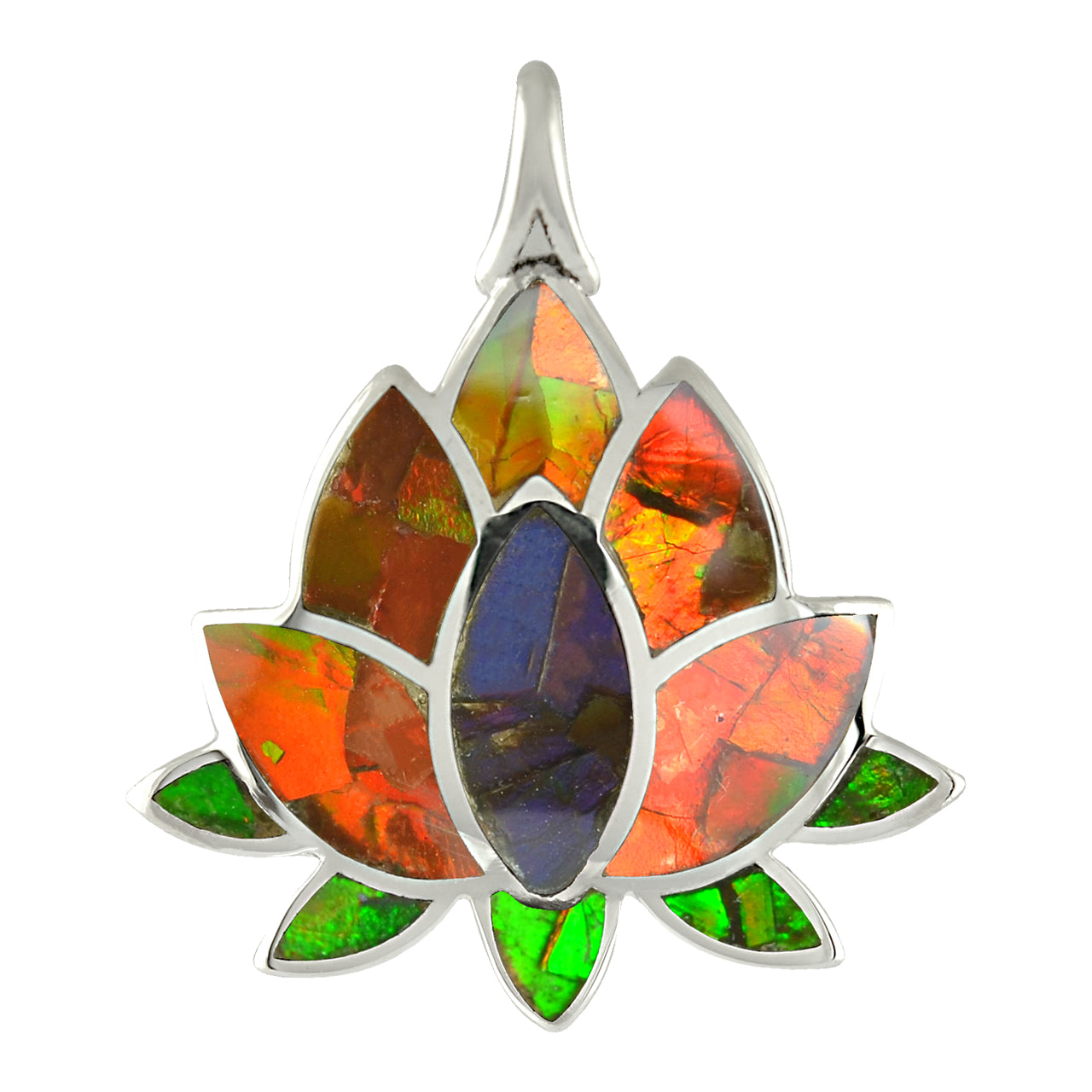 Ammolite Lotus Pendant