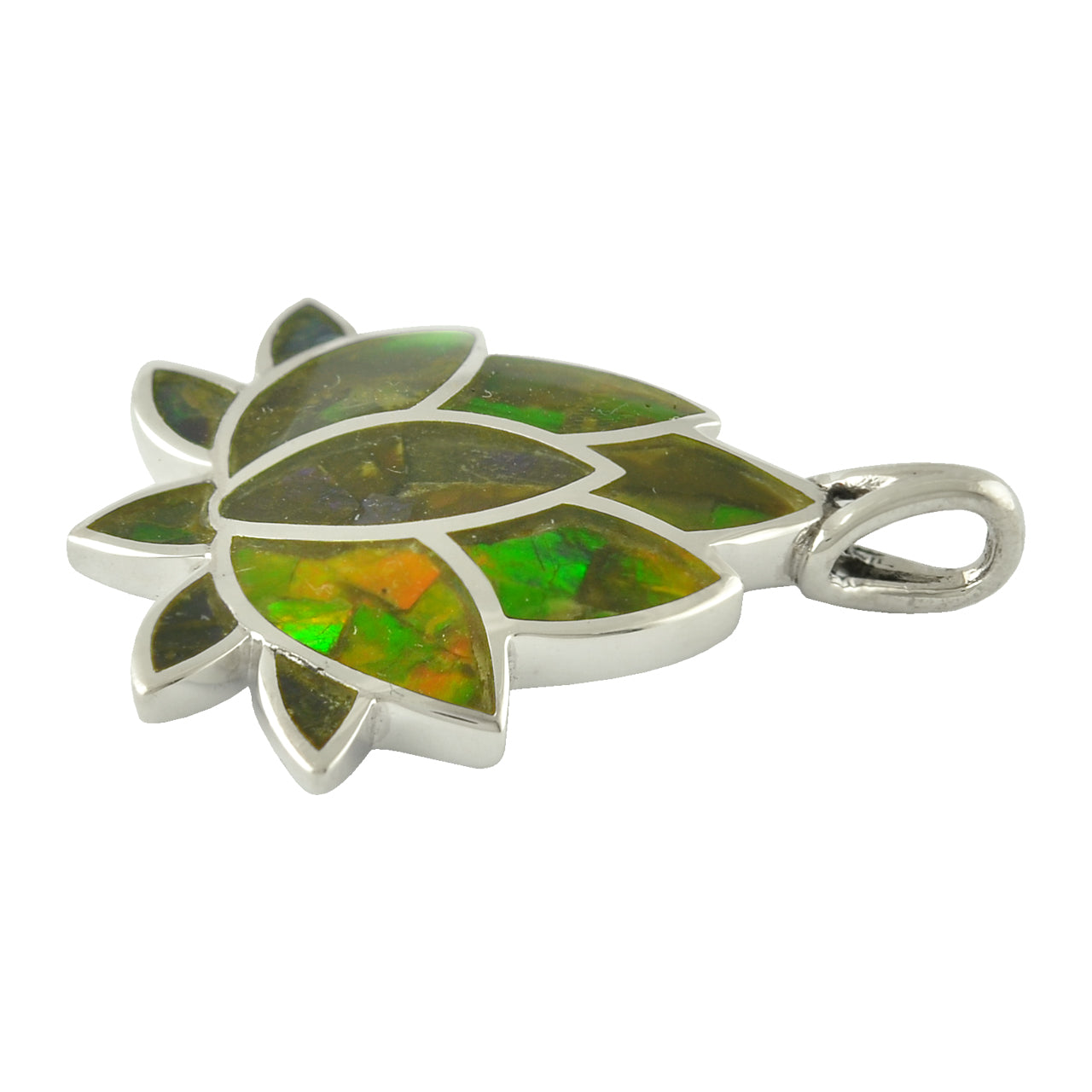 Ammolite Lotus Pendant