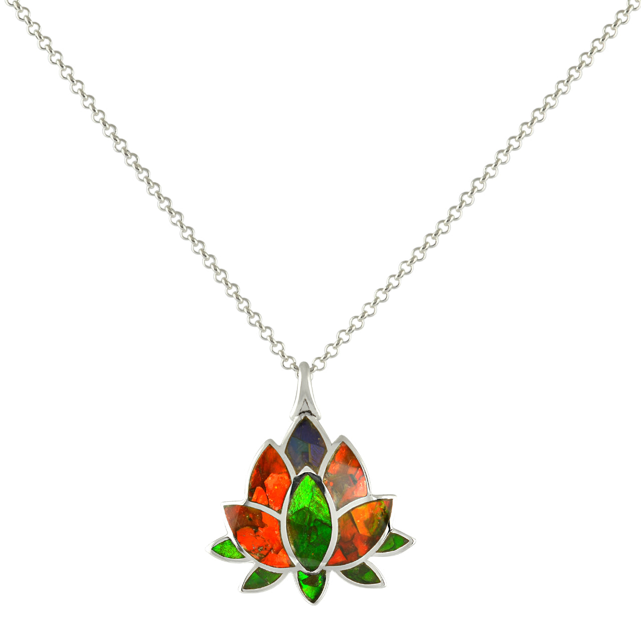 Ammolite Lotus Pendant
