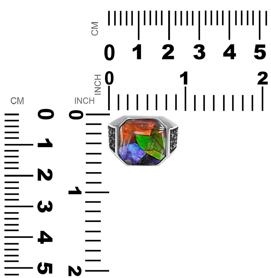 Ammolite Octagon Shape Men's Ring