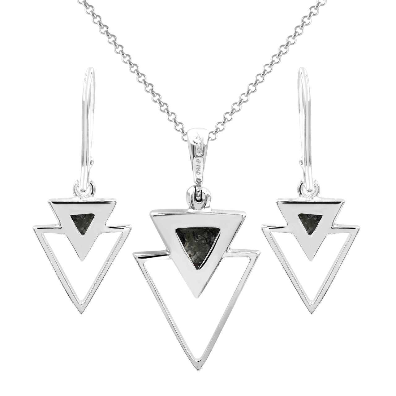 Red Ammolite Stacked Triangle Sets Earring & Pendant