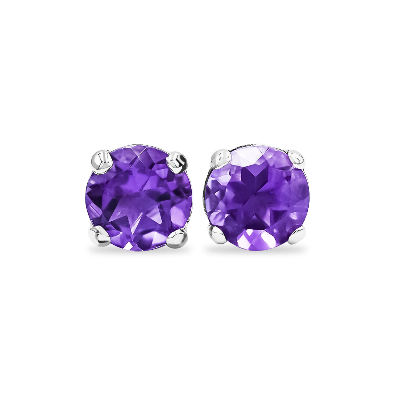 Amethyst Round 7 mm Post Earrings