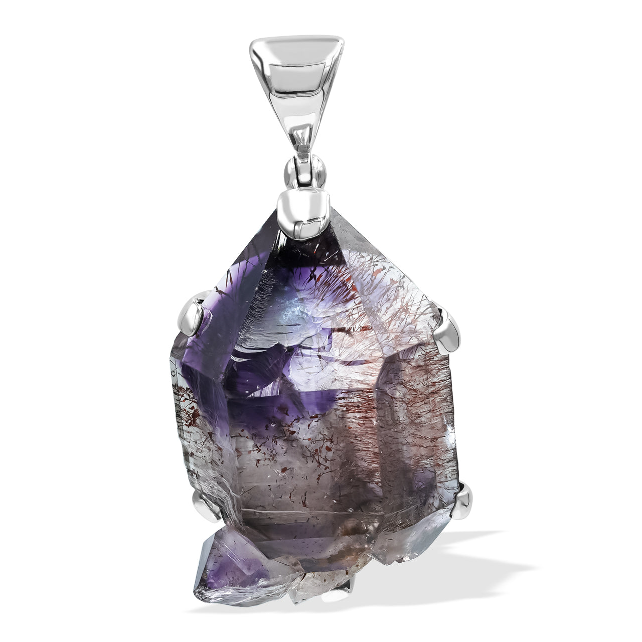 Second front view of a Shangaan Amethyst crystal pendant showing natural color zoning