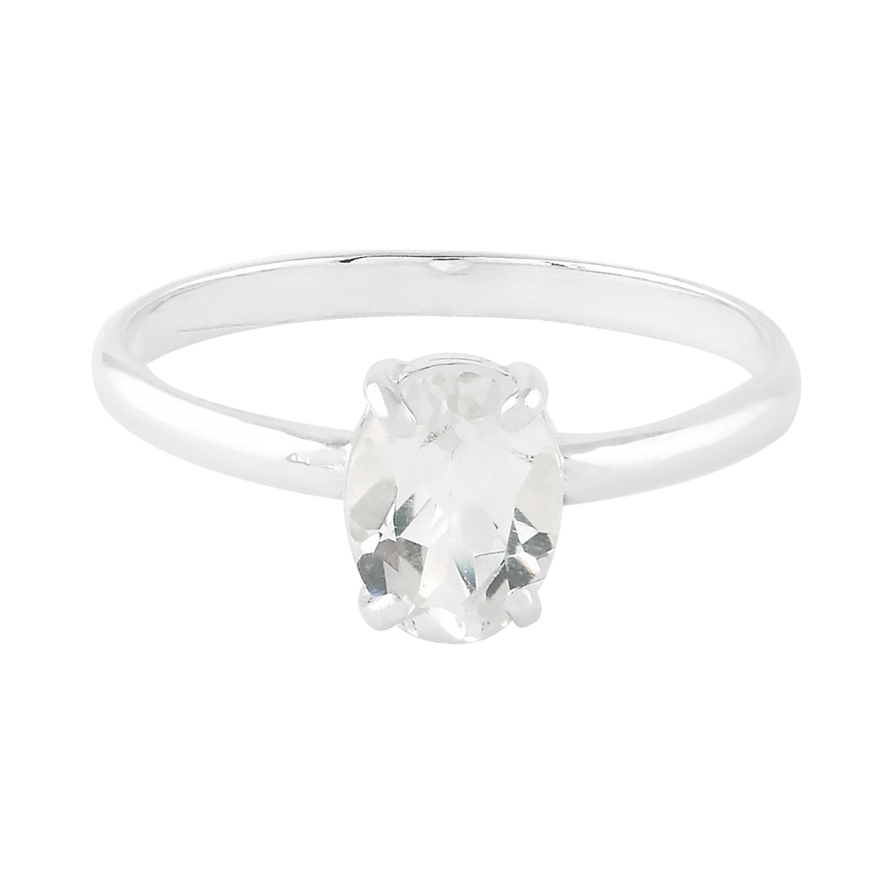 Danburite Oval Faceted Prong Set Ring
