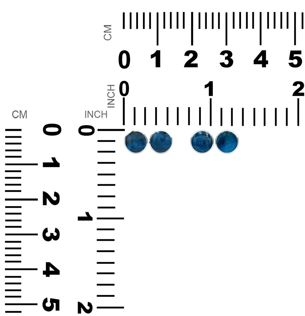 Blue Apatite Post Earrings Round 6 mm