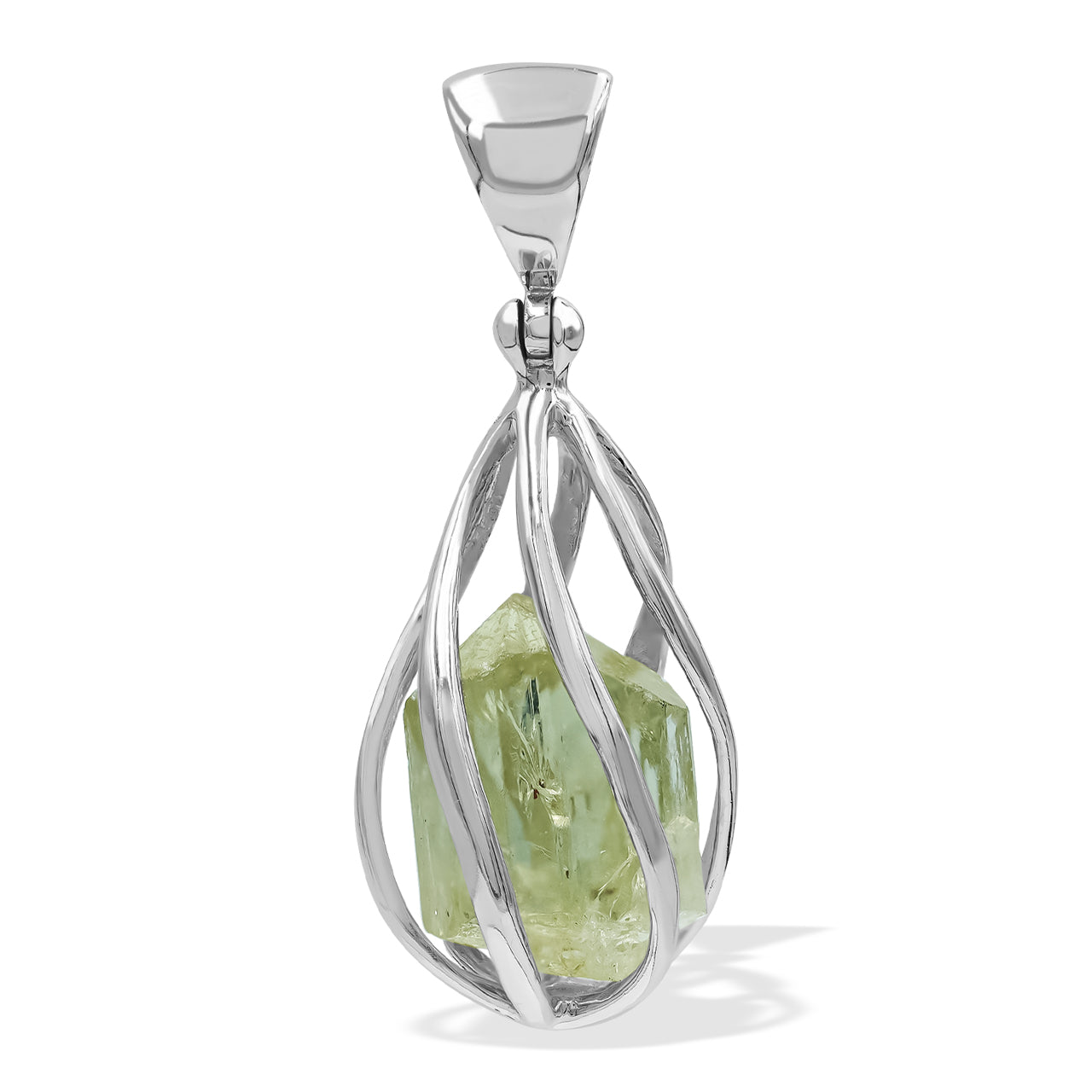 Green Apatite Crystal caged Pendant