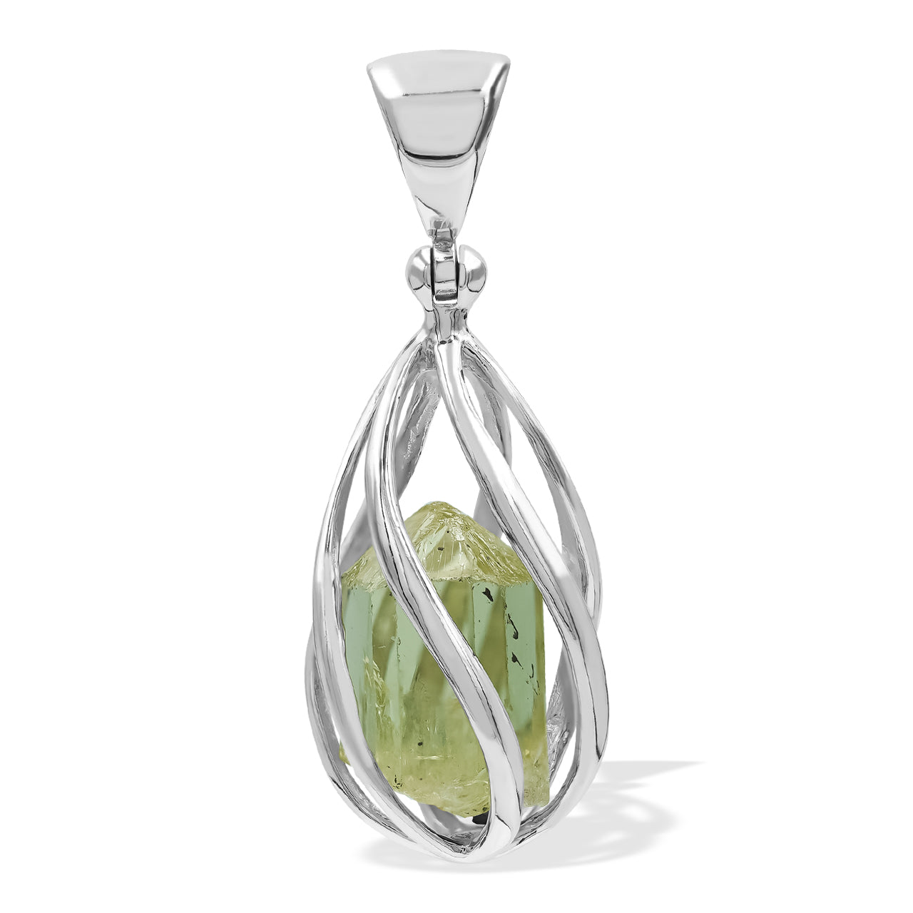 Green Apatite Crystal caged Pendant
