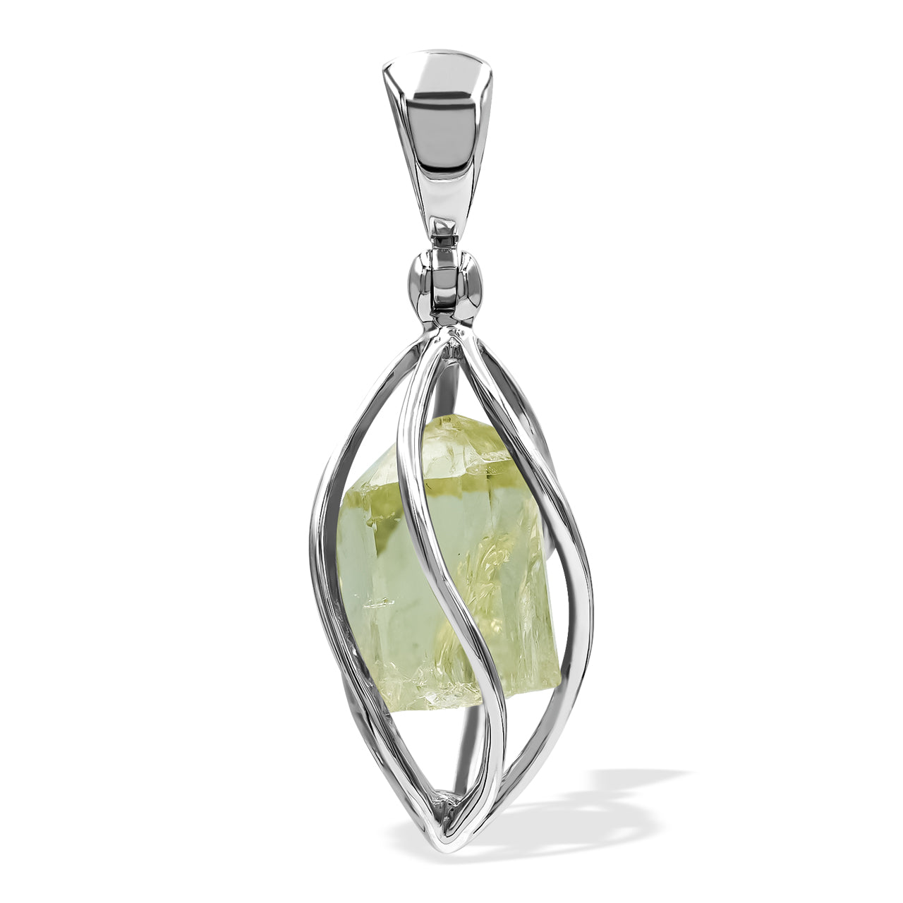 Green Apatite Crystal Caged Pendant
