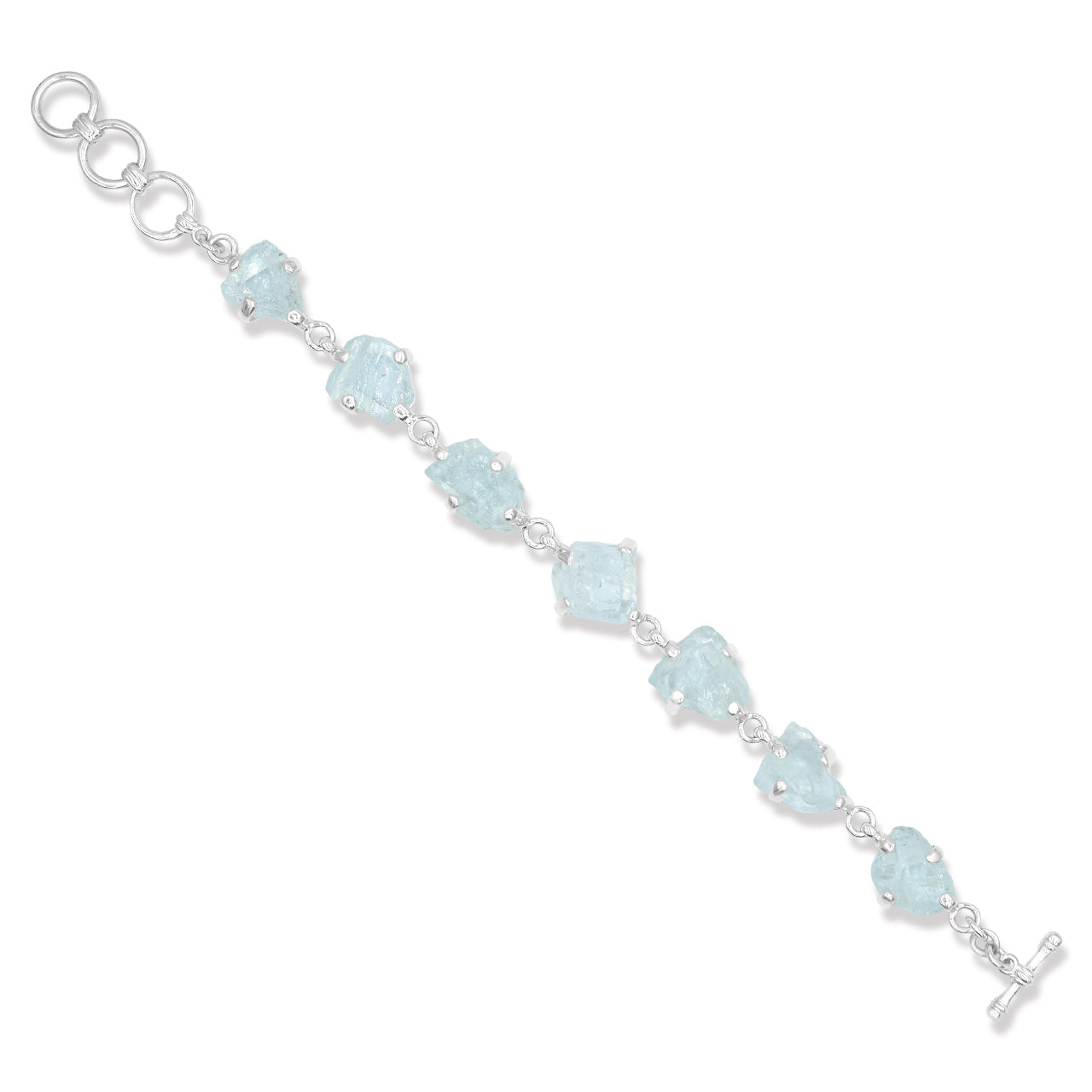7 pcs Aquamarines Prong Set Bracelet