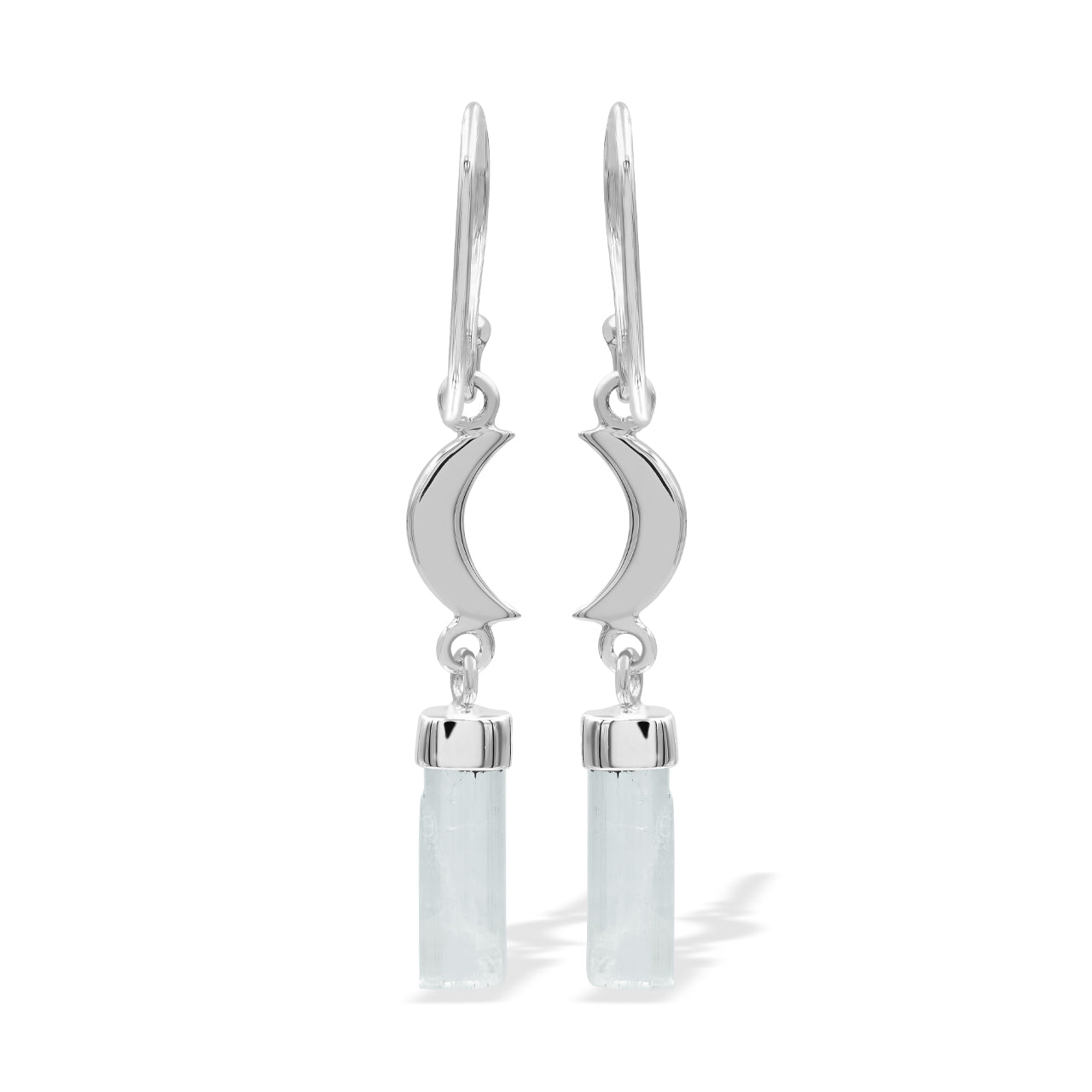 Aquamarine Crystal and Crescent Moon style Earrings