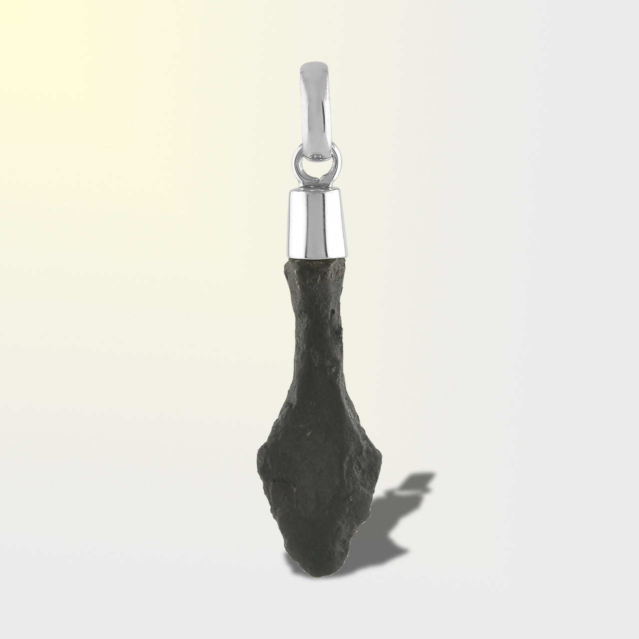 Fourth front‑view image of a sterling silver pendant featuring a Viking iron arrowhead with a secure cap setting.