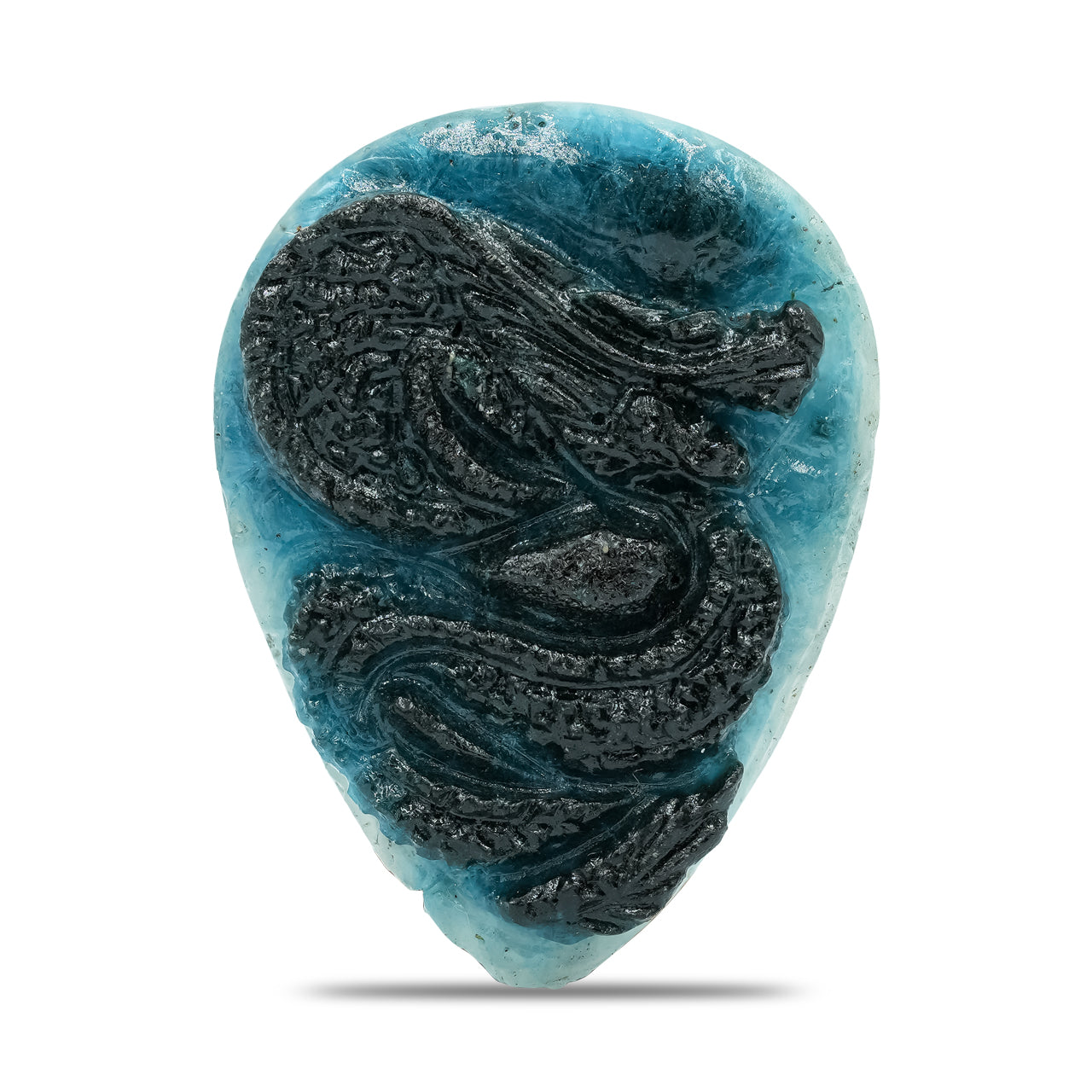 Pear Blue Ice Dragon Carving 40-42 mm