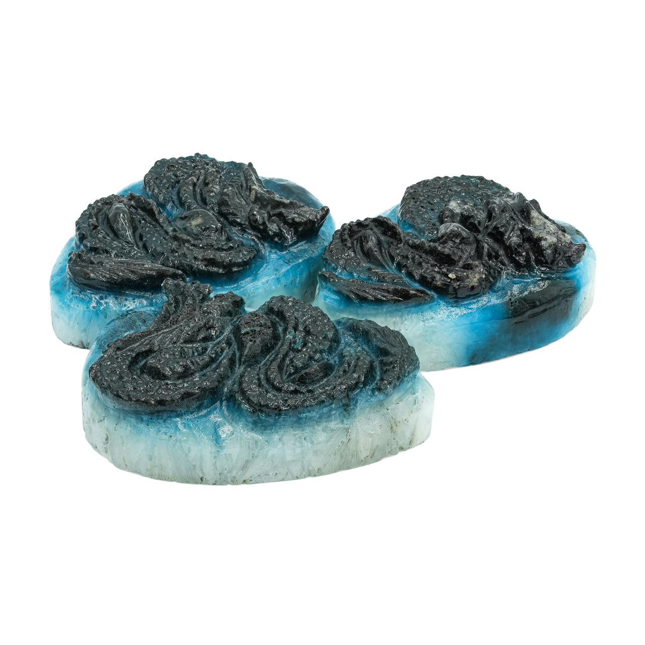 Pear Blue Ice Dragon Carving 40-42 mm