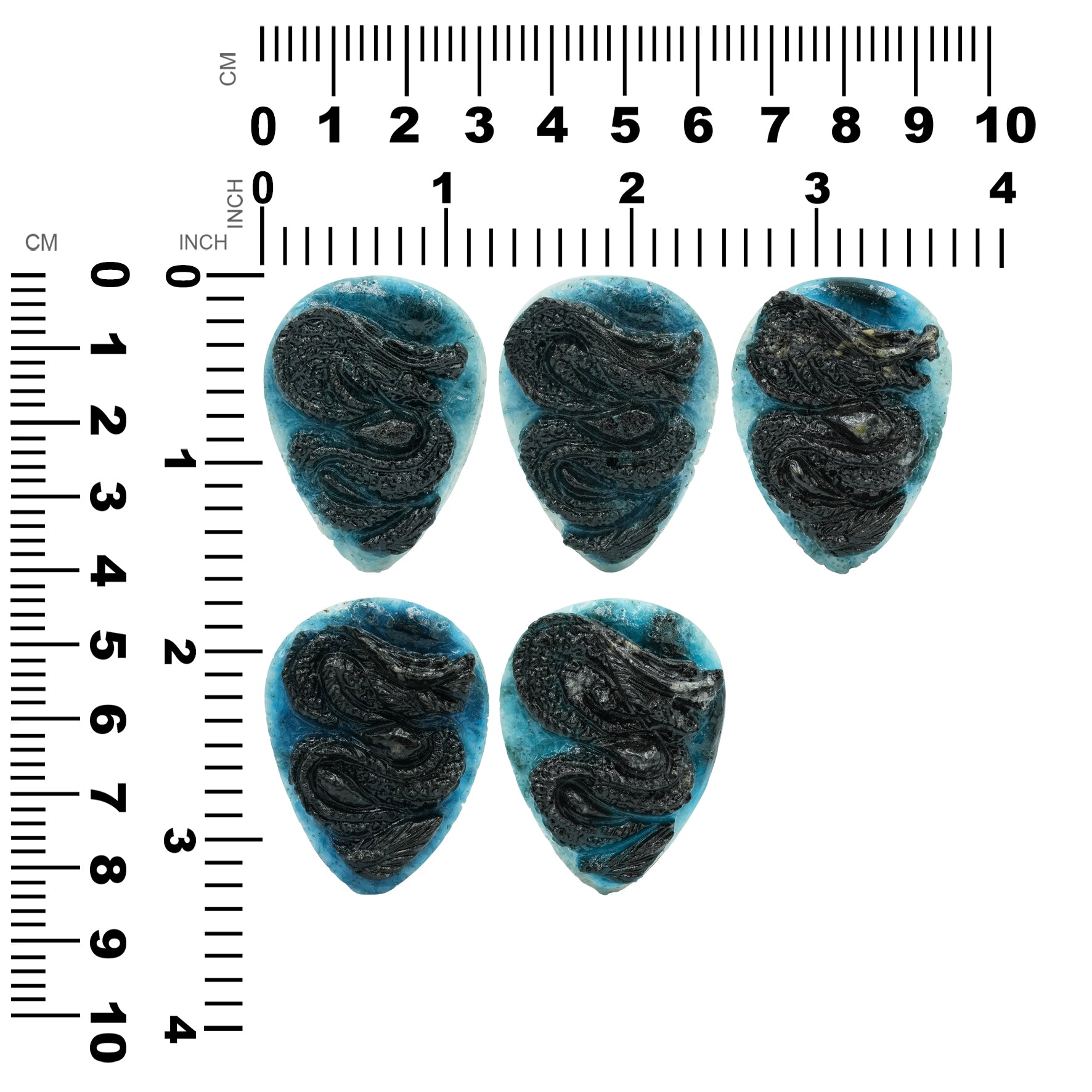 Pear Blue Ice Dragon Carving 40-42 mm