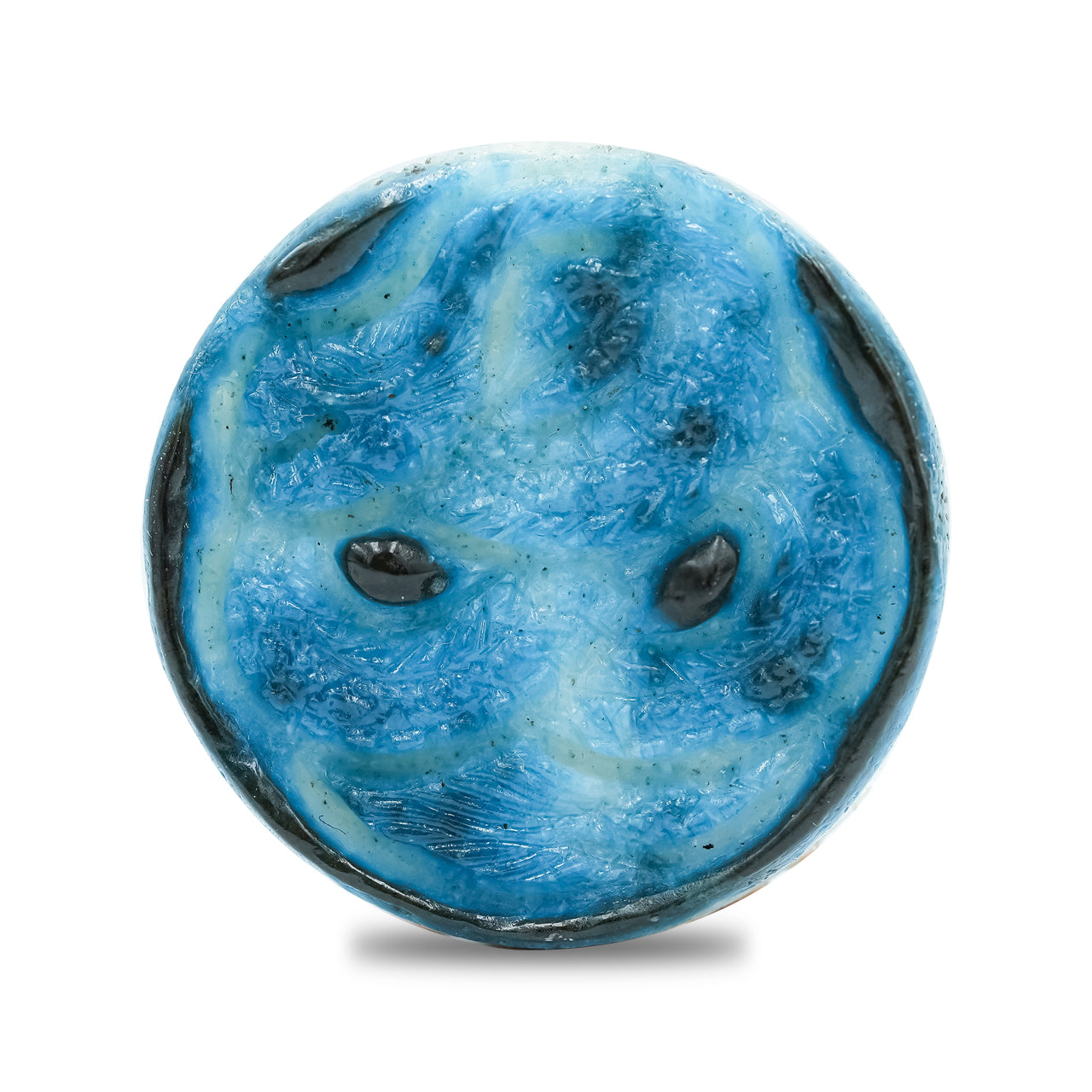 Round Blue Ice Dragon Carving 35-37mm