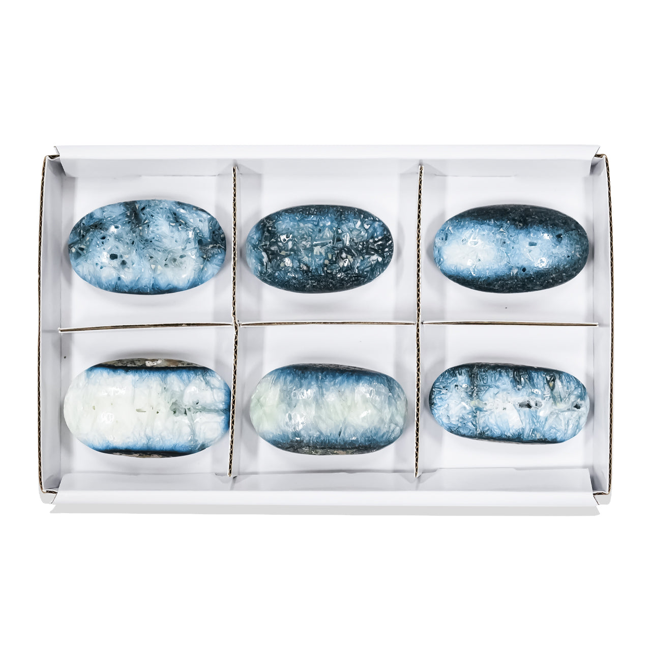 Blue Ice Palm Stones - 6 pieces