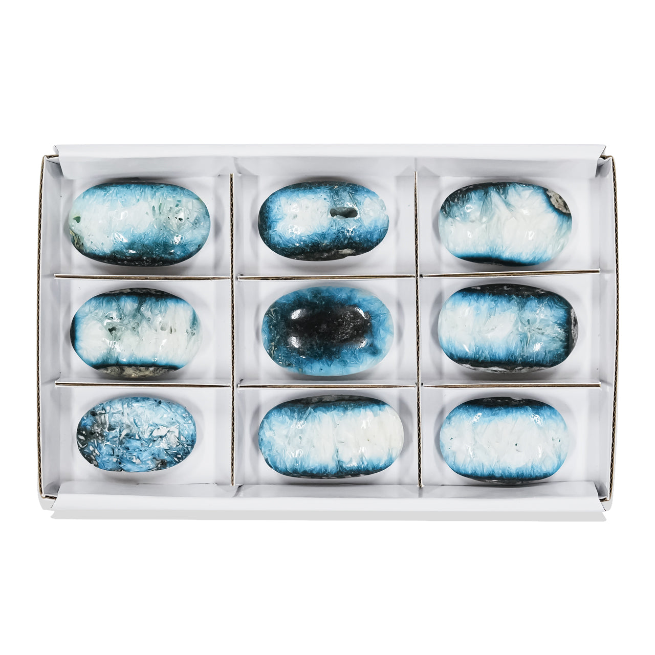 Blue Ice Palm Stones - 9 pieces