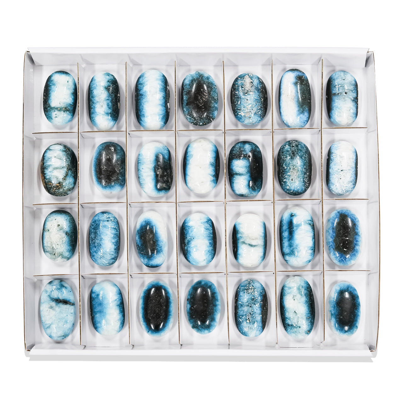 Blue Ice Palm Stones - 28 pieces