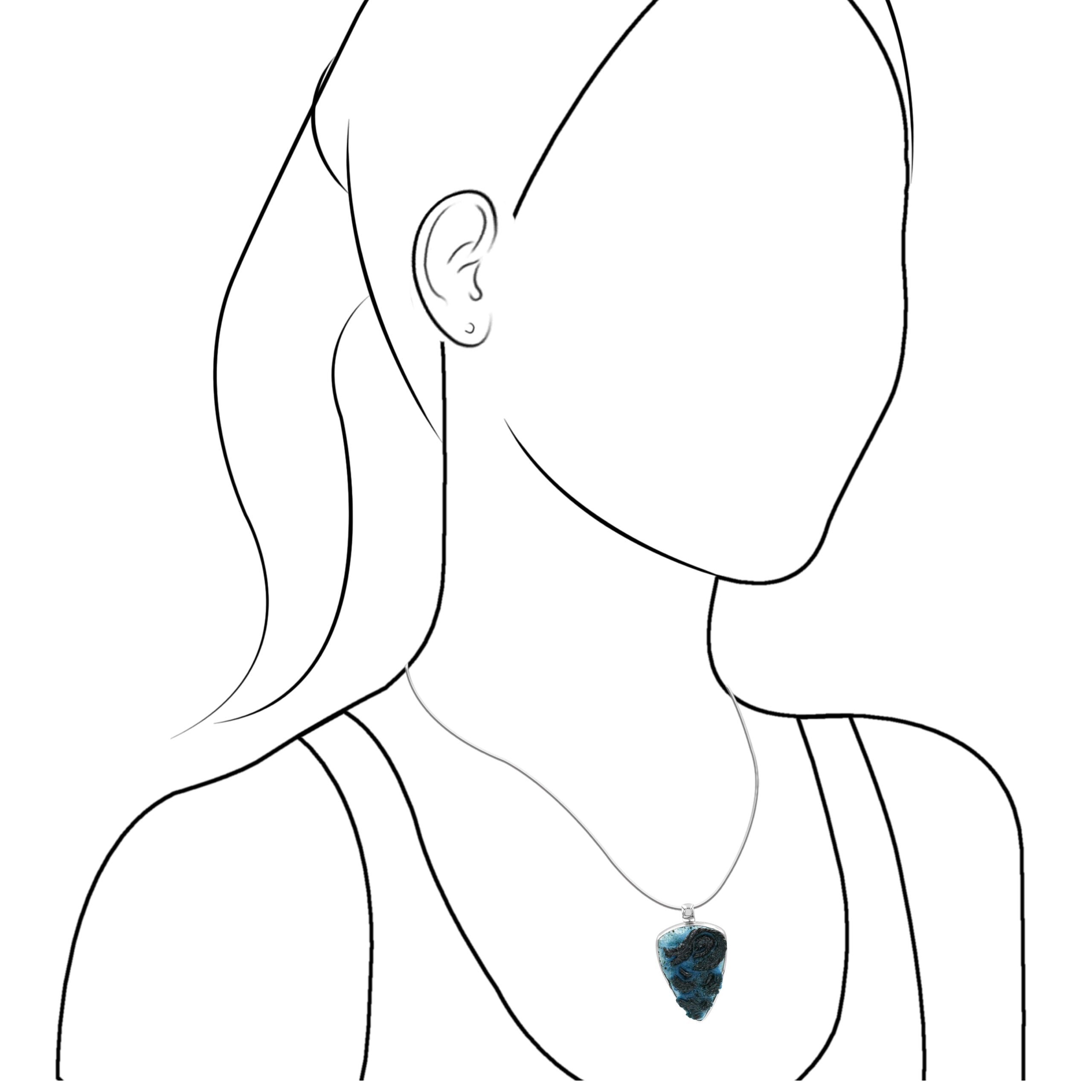 Carved Blue Ice Ganesha Pendant