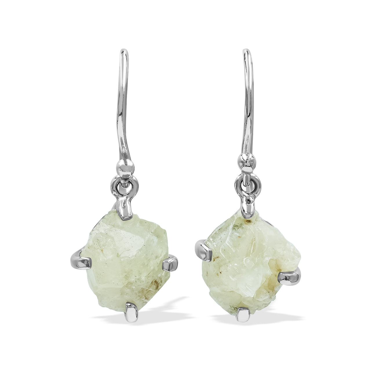 Rough Brazilianite Dangle Earrings in Sterling Silver