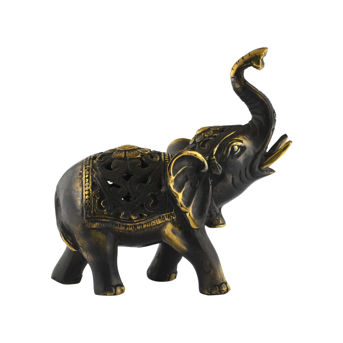 Brass Elephant Trunk Up Statue