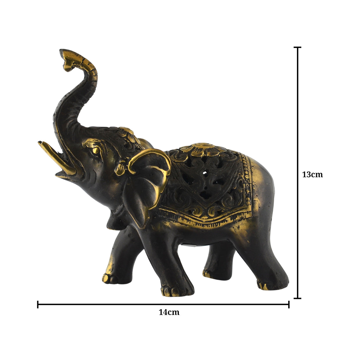 Brass Elephant Trunk Up Statue
