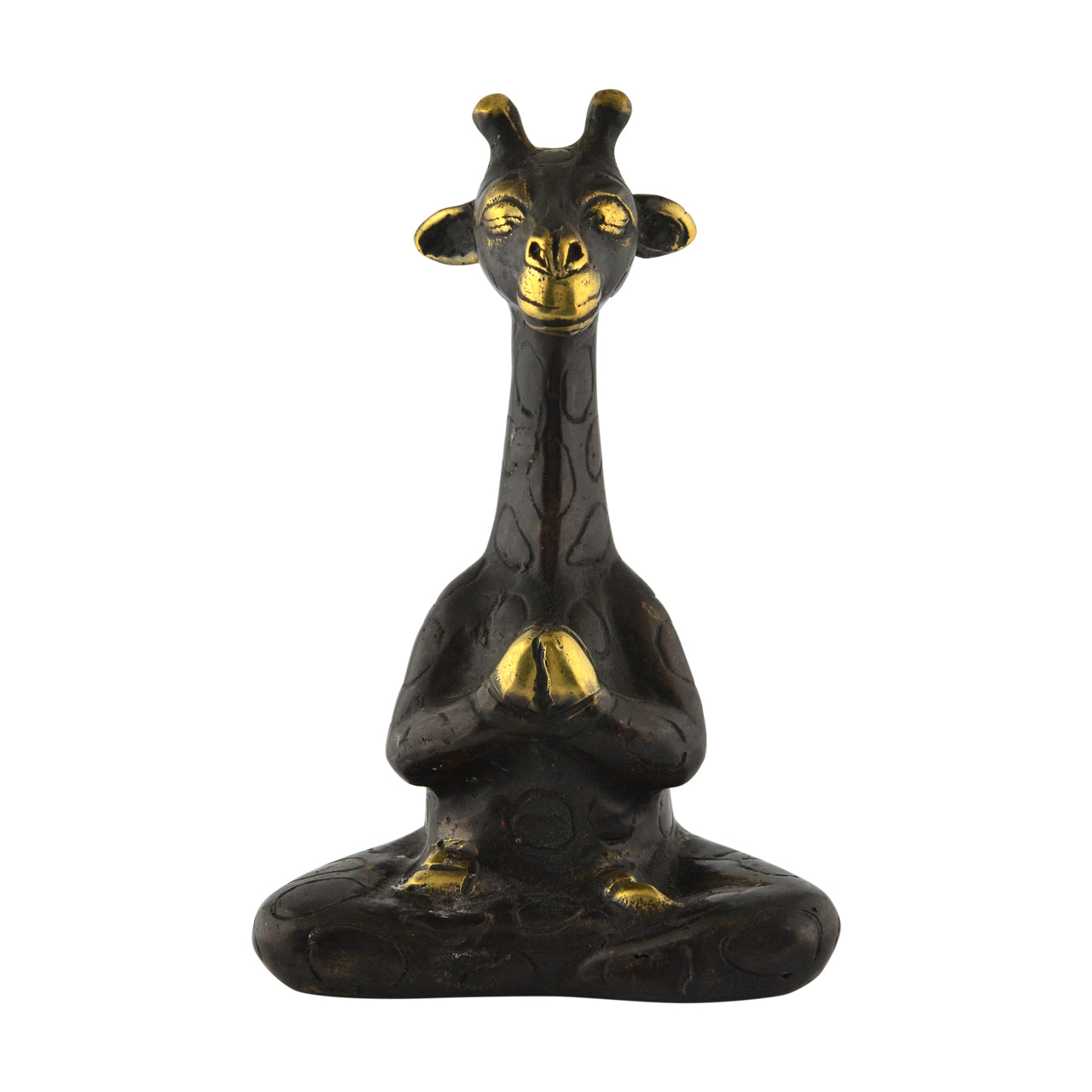 Giraffe Yoga Brass Statue