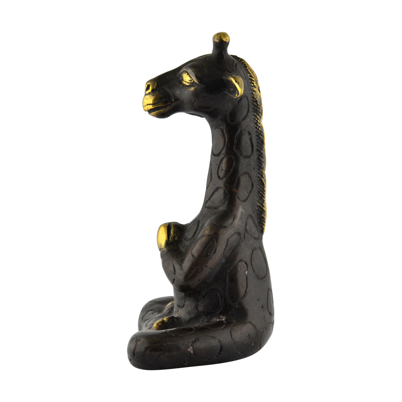 Giraffe Yoga Brass Statue