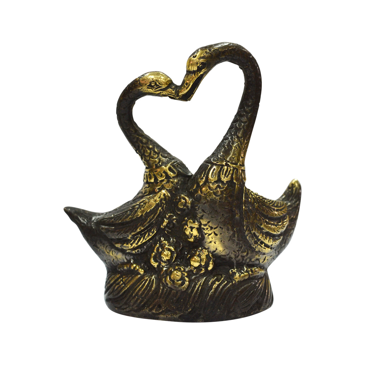 Romance of the Kissing Swans Brass Statue