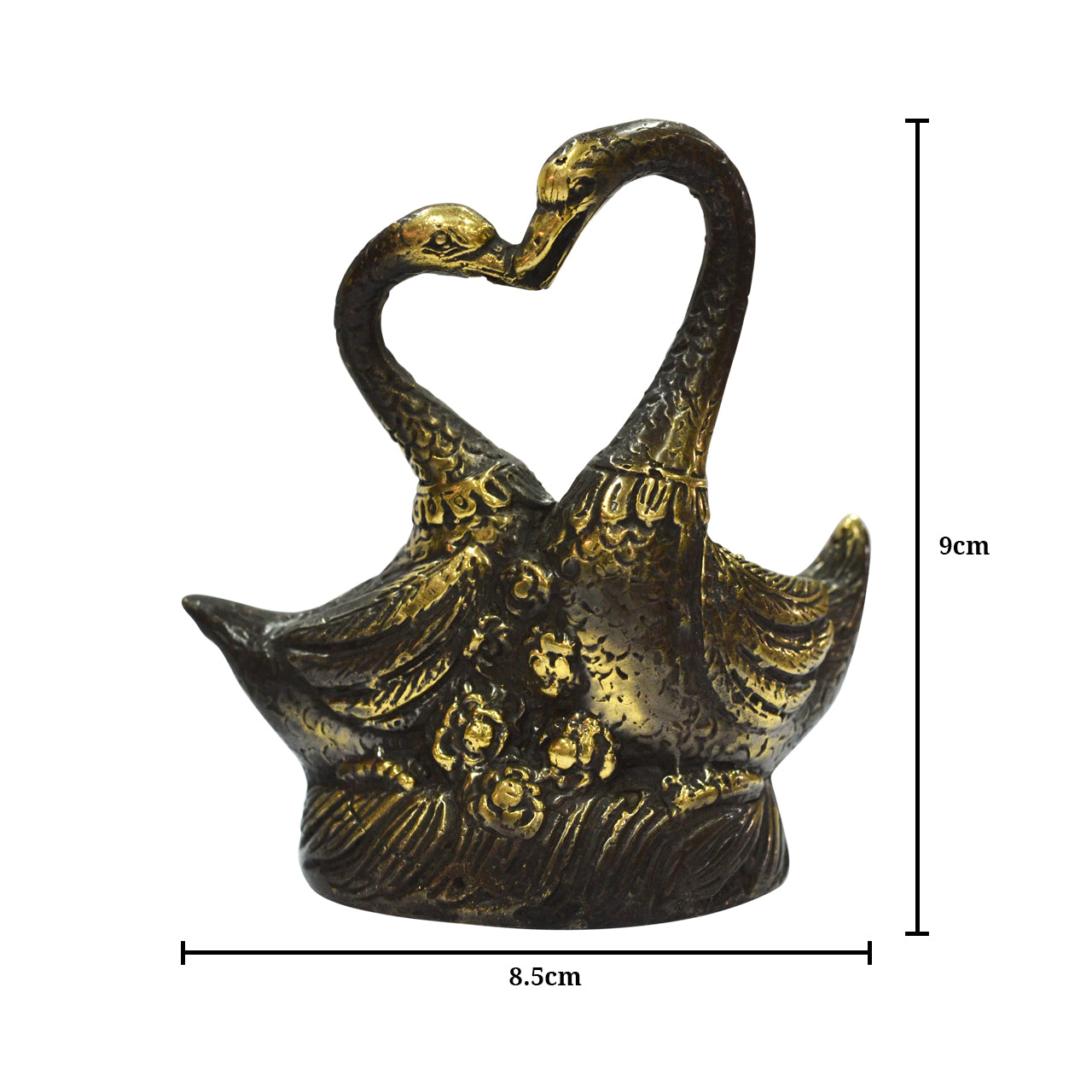 Romance of the Kissing Swans Brass Statue