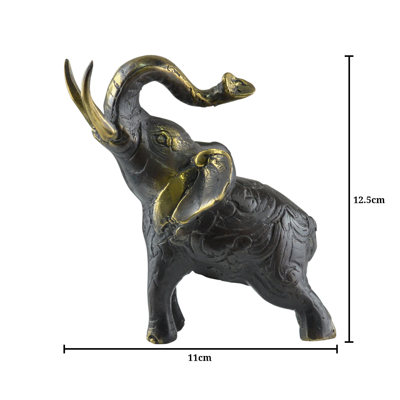 Elephant with Golden Tusk Brass Statue