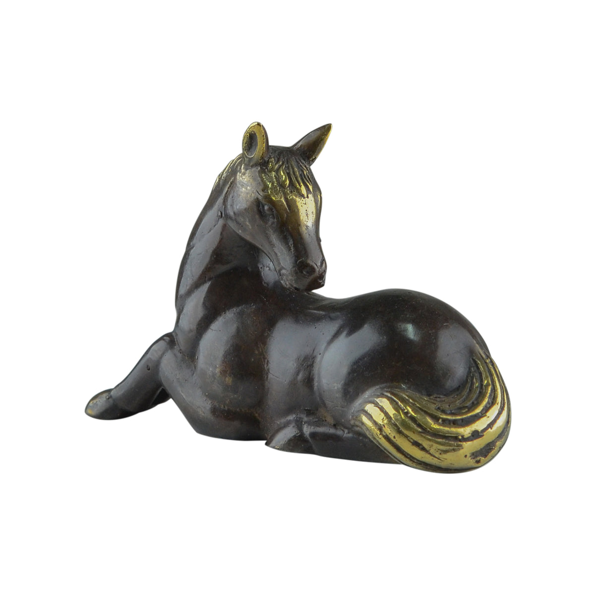 Lying Horse Brass Statue