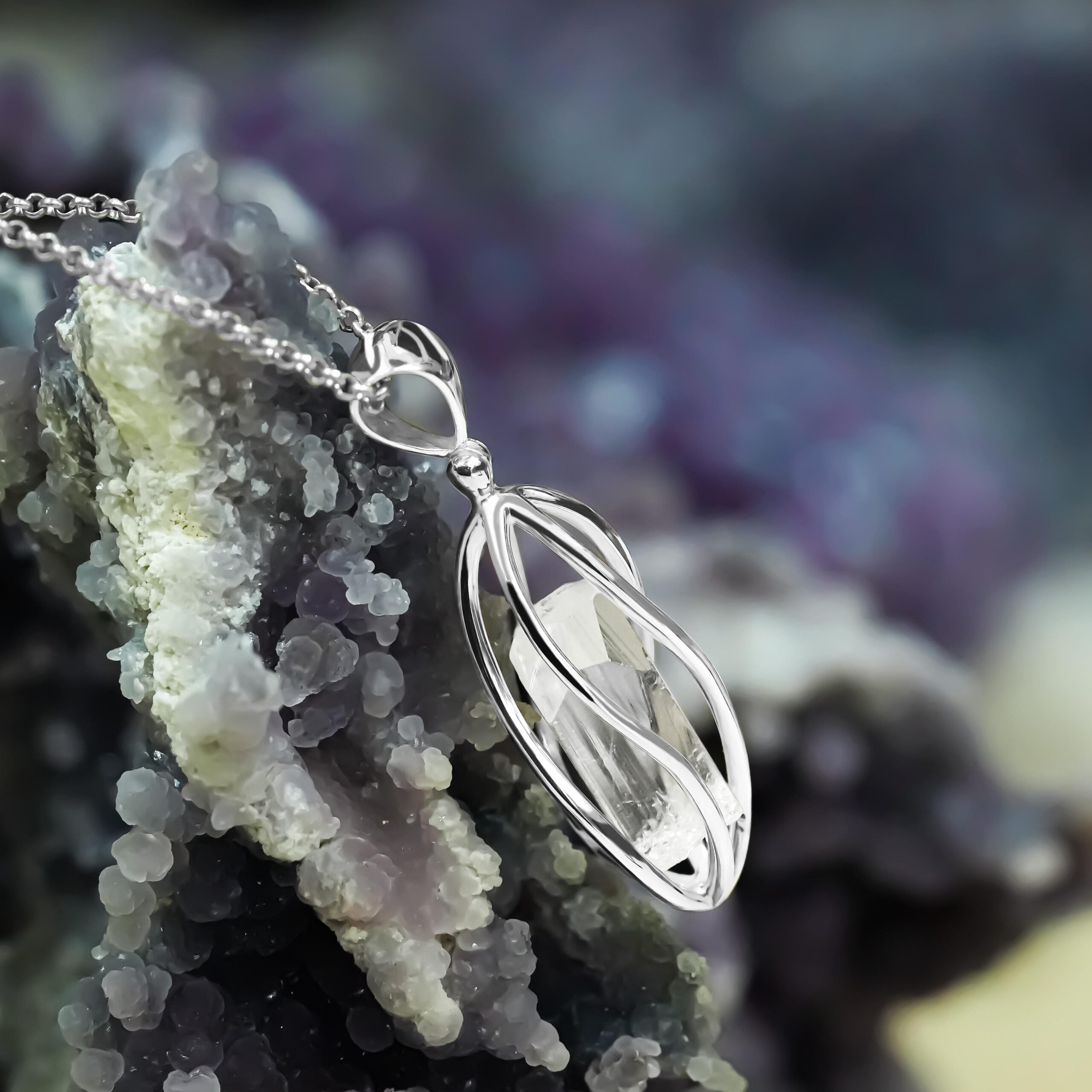 Danburite Crystal Caged Pendant