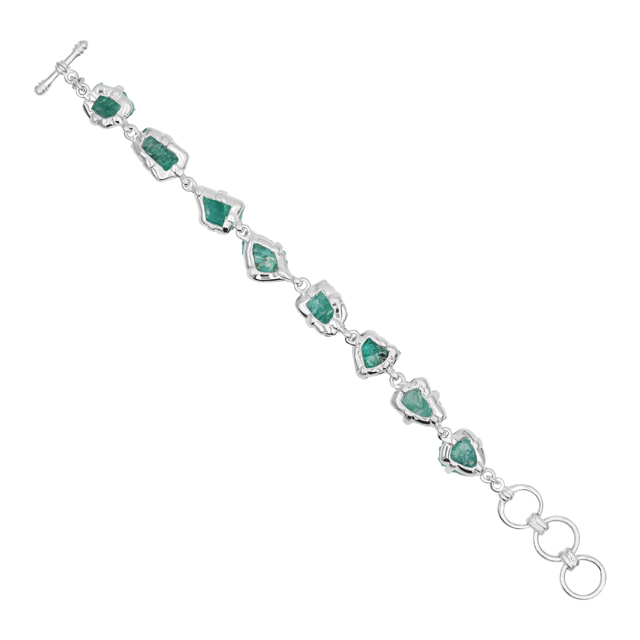 Emerald Rough Prong Set Bracelet