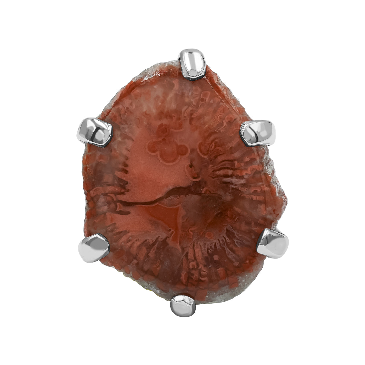 Utah Fossil Red Horn Coral Ring in Sterling Silver
