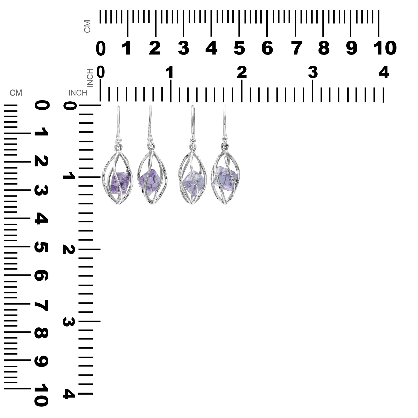 Purple Fluorite Crystal caged Earring