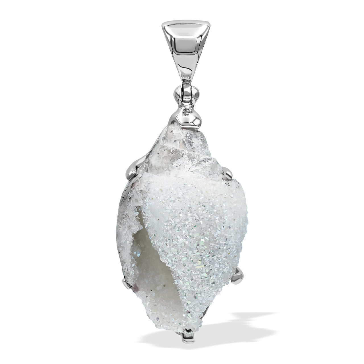 Exquisite Drusy Fossillized Shell Pendant