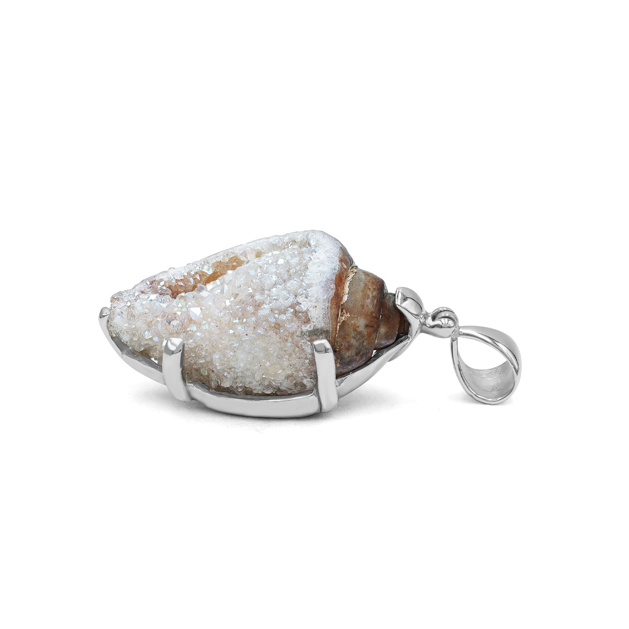 Exquisite Drusy Fossillized Shell Pendant